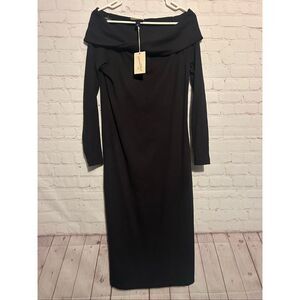 a new day Elegant Black Long Sleeve Dress